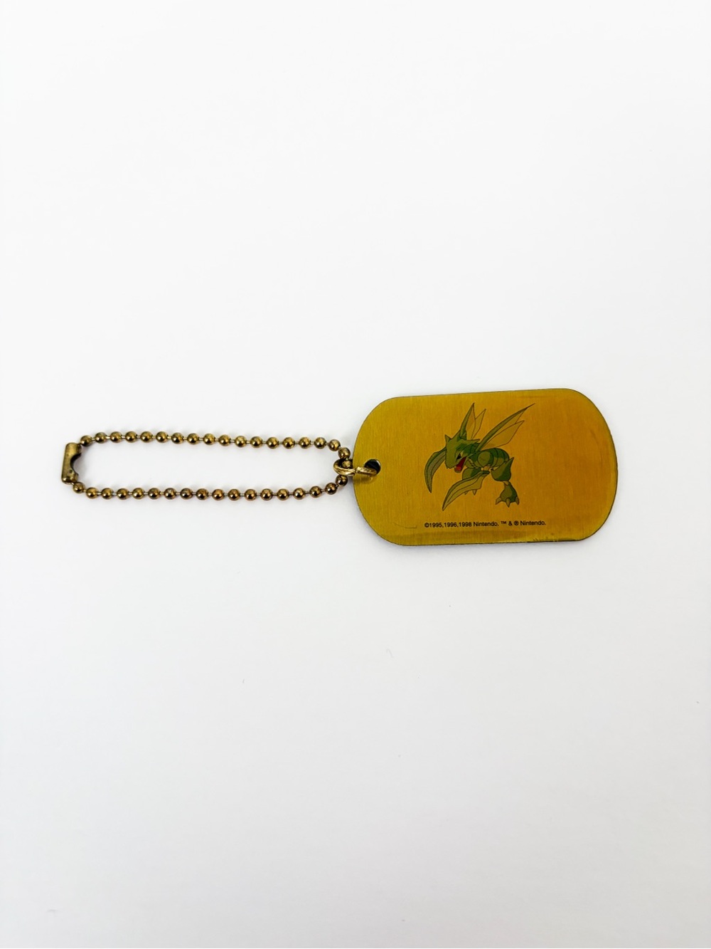 1998 Pokemon Scyther Dog Tag Key Chain Tag Got To Catch Them All #123